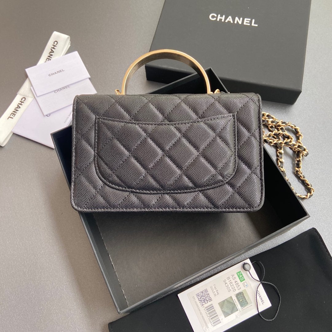 CC Woc 20cm Top Handle Black Grained Calfskin mysite