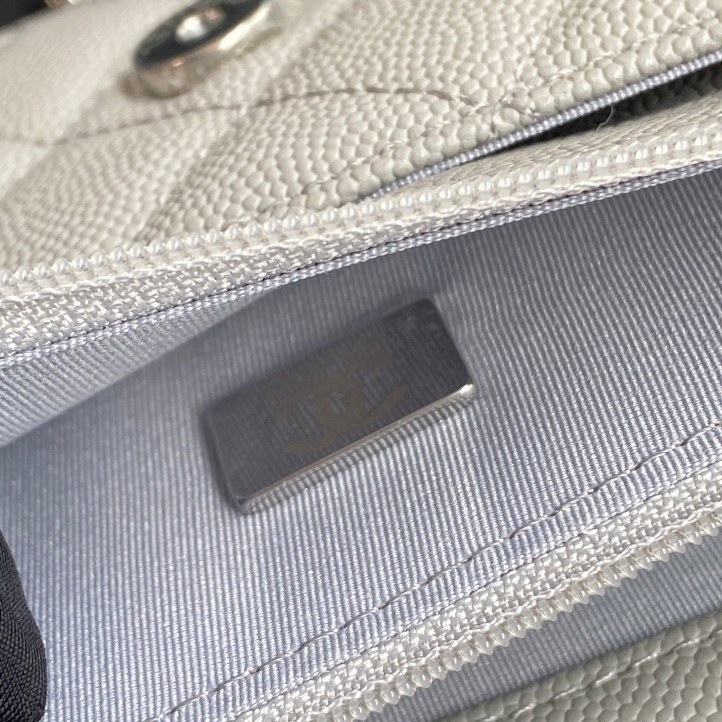 CC Wallet On Chain 20cm White Caviar Leather Silver Hardware 240159 mysite