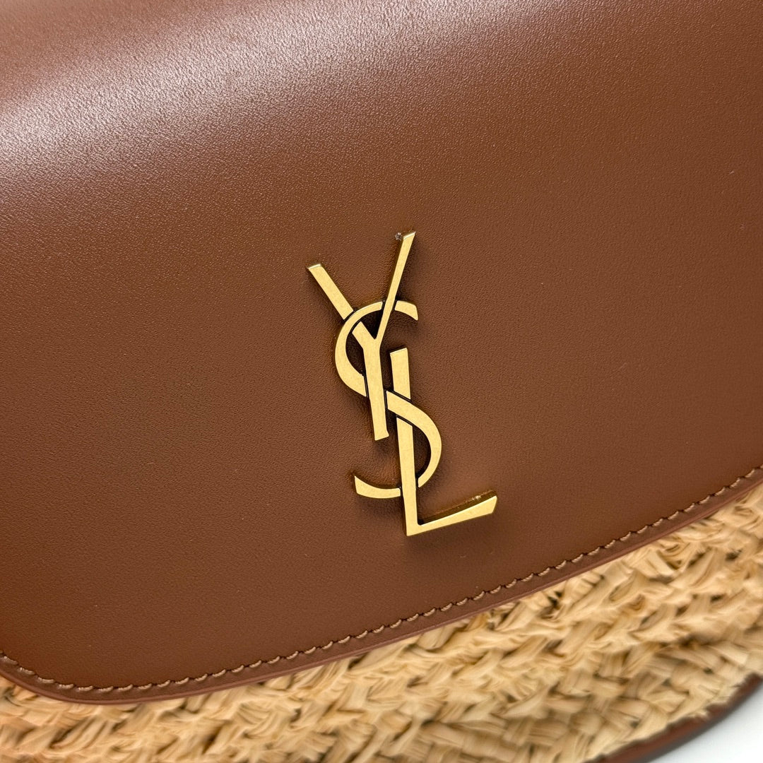 YSL SMALL 23CM MANON BEIGE RAFFIA TAN CALFSKIN mysite