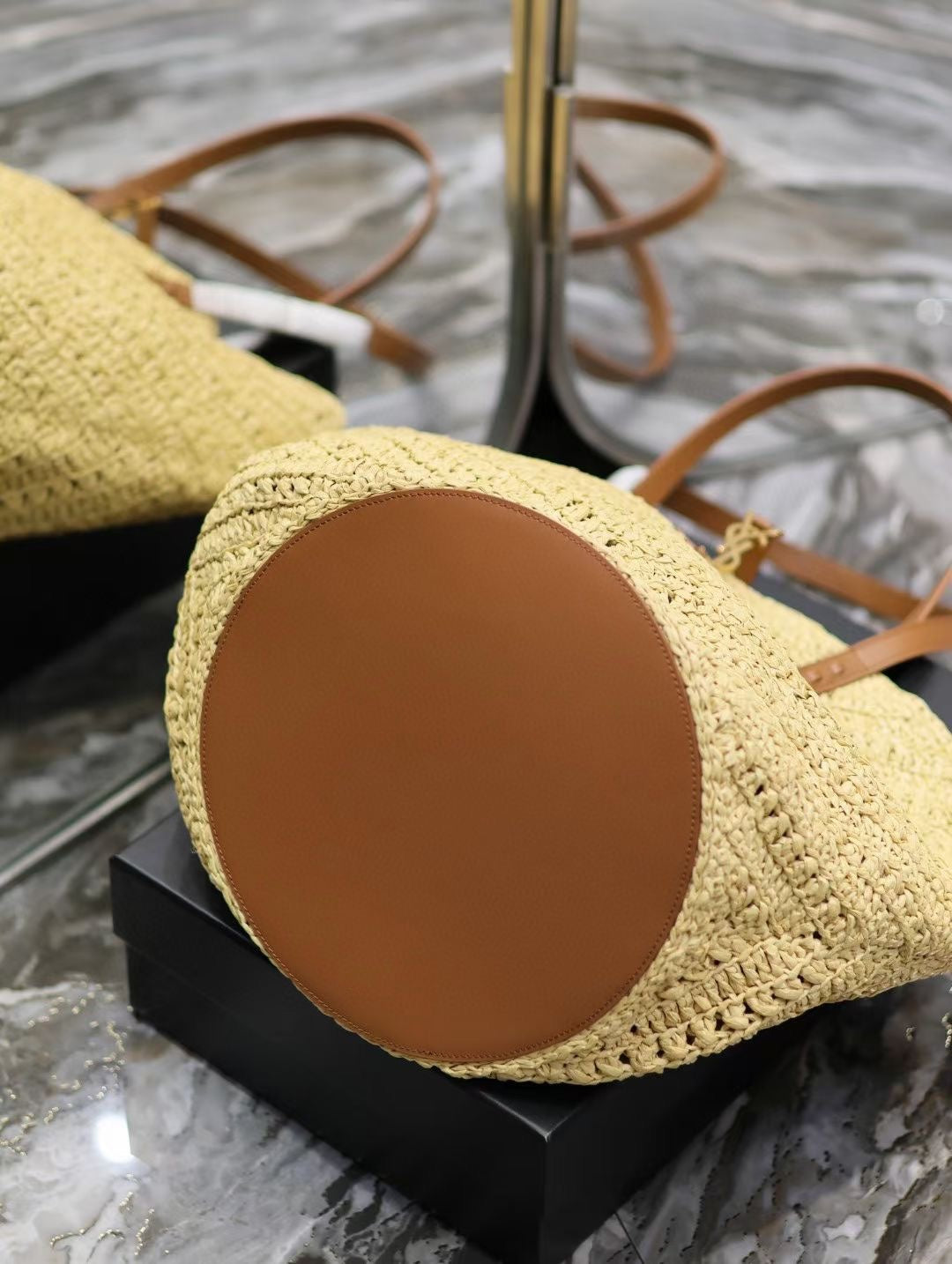 YSL MEDIUM 44CM PANIER BEIGE RAFFIA TOTE BAG mysite