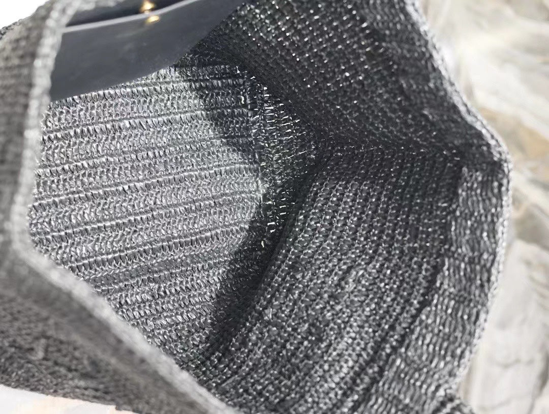 YSL TOTE BAG 50CM BLACK RAFFIA mysite