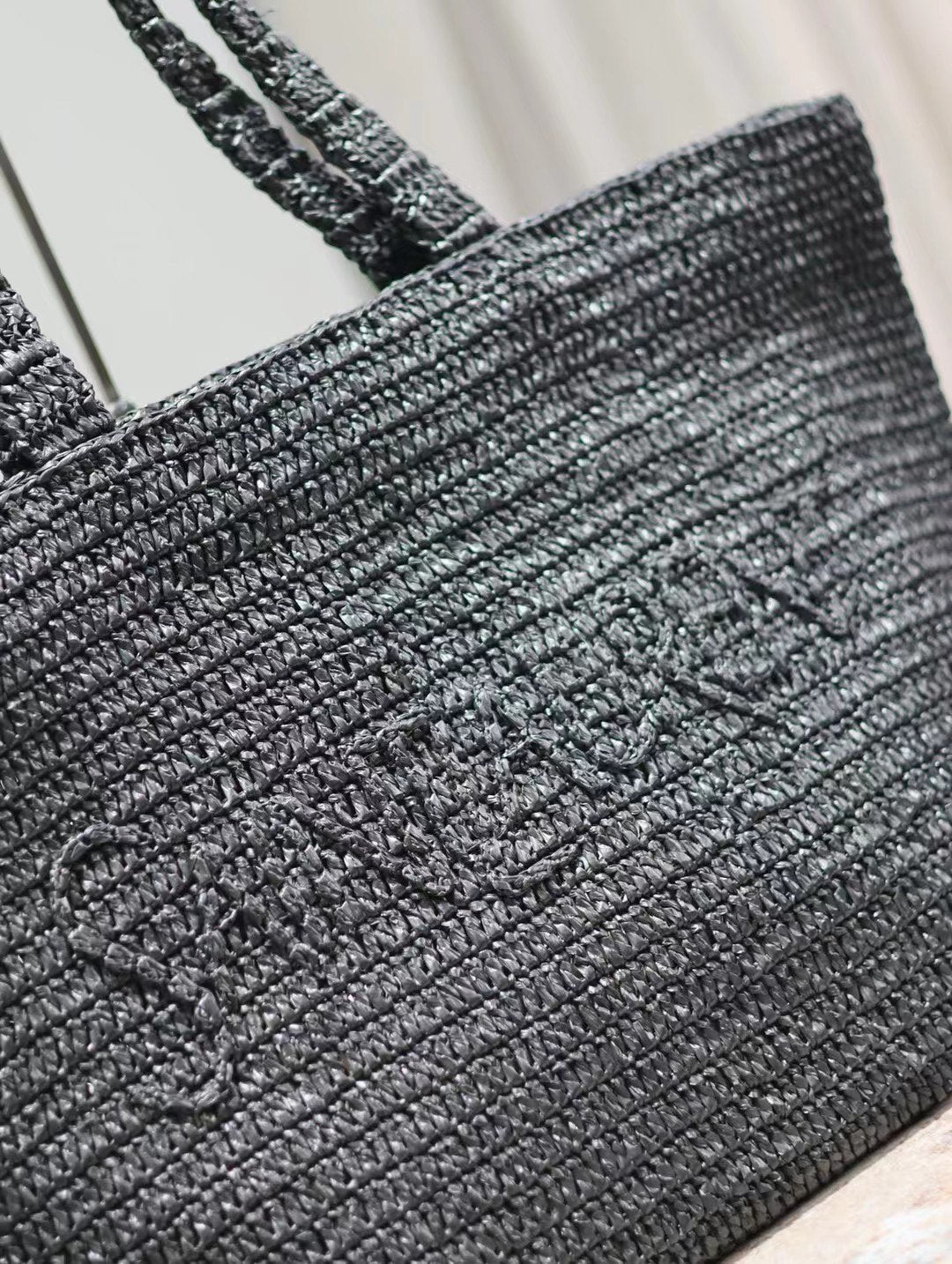 YSL TOTE BAG 50CM BLACK RAFFIA mysite