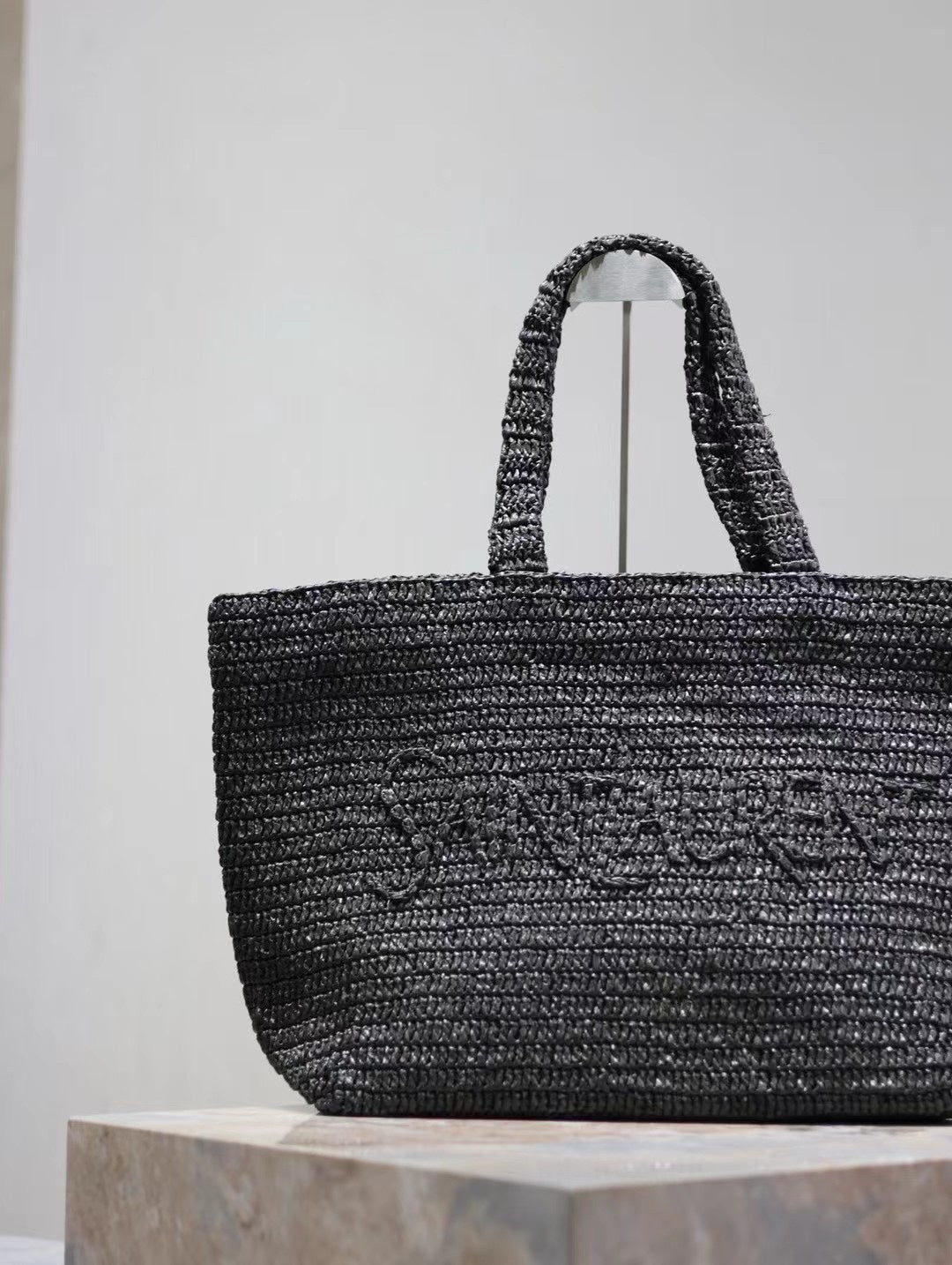 YSL TOTE BAG 50CM BLACK RAFFIA mysite