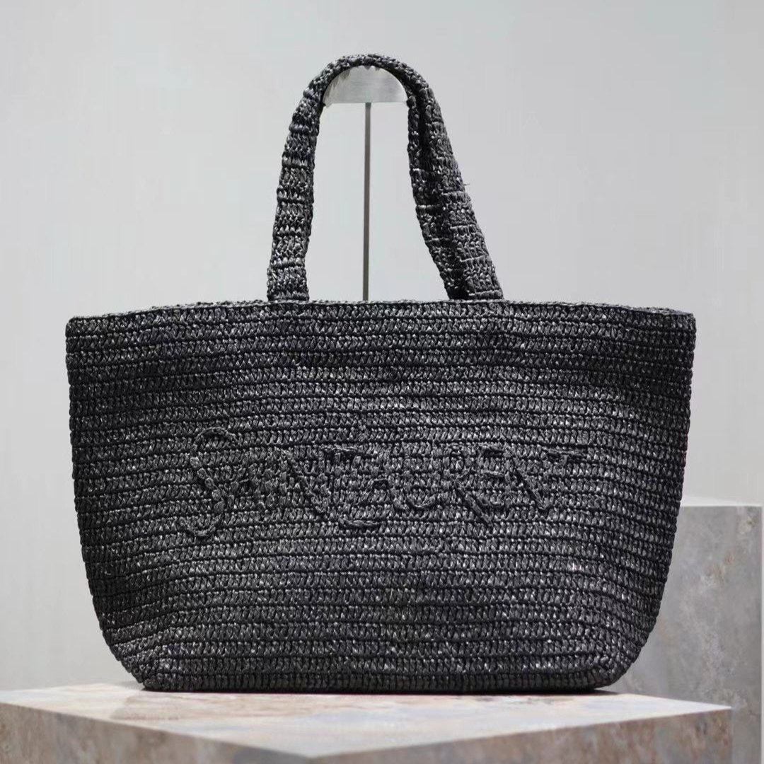 YSL TOTE BAG 50CM BLACK RAFFIA mysite