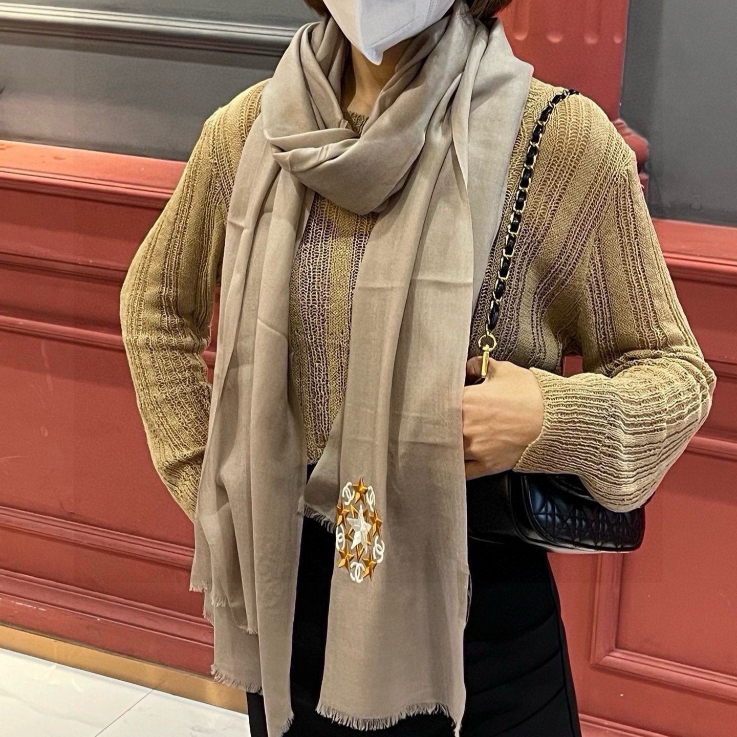 SCARF 200 CM IN MEDIUM BROWN CASHMERE 394614 mysite