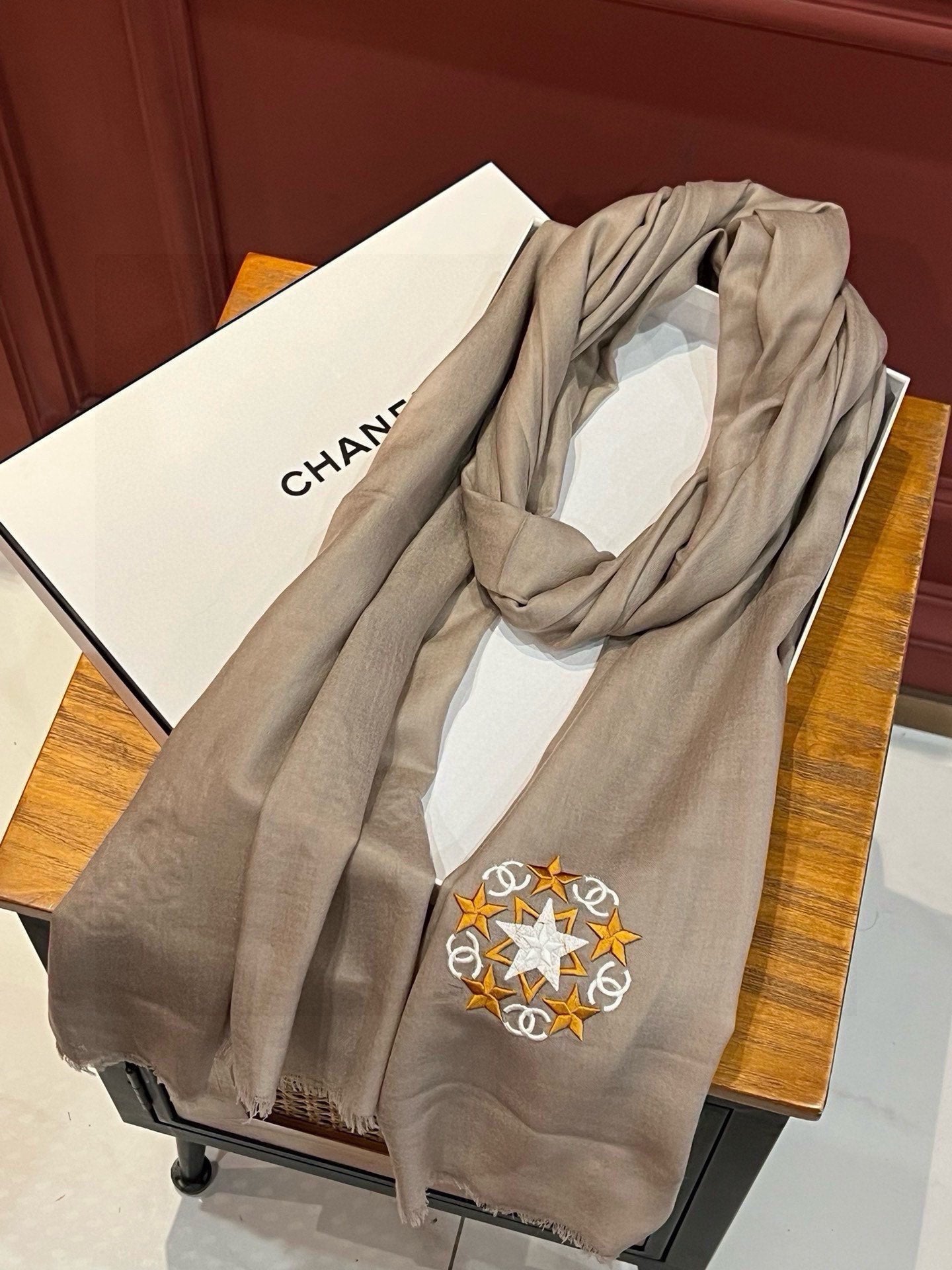 SCARF 200 CM IN MEDIUM BROWN CASHMERE 394614 mysite