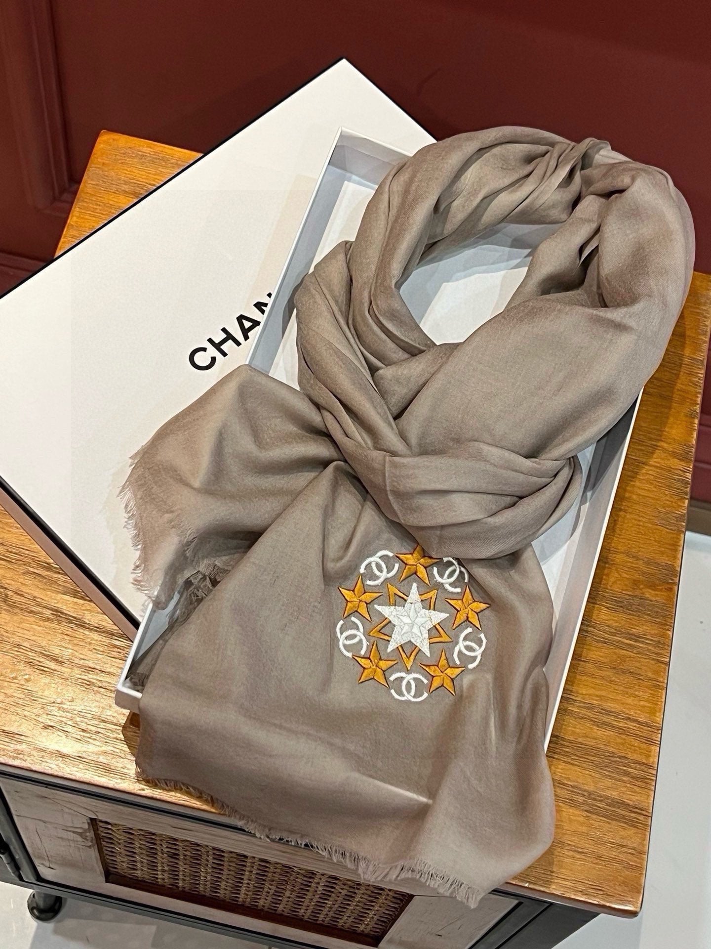 SCARF 200 CM IN MEDIUM BROWN CASHMERE 394614 mysite