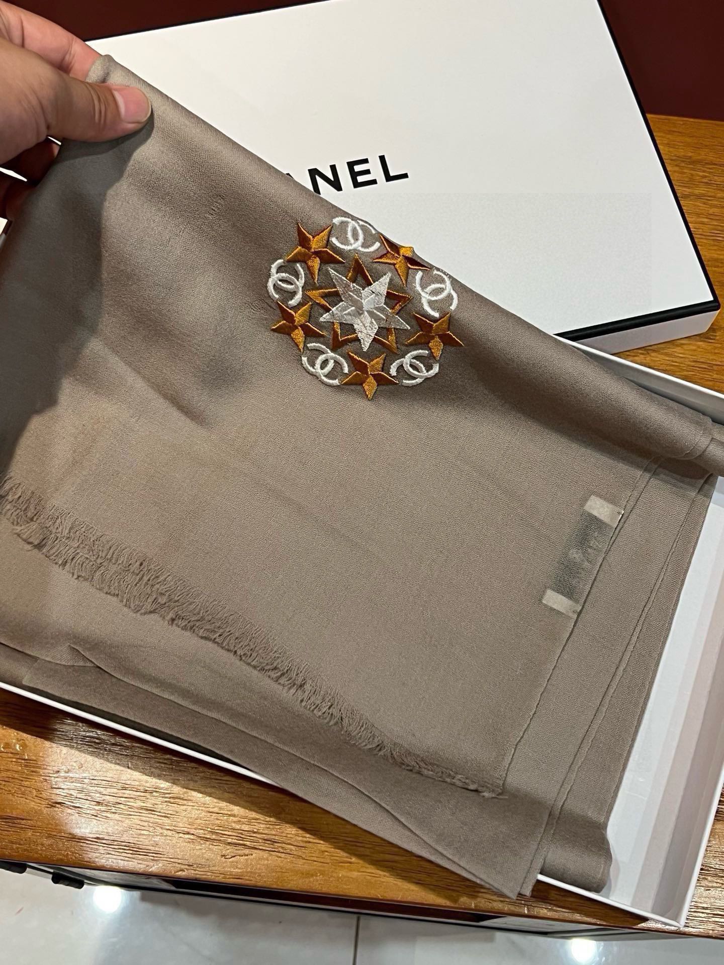 SCARF 200 CM IN MEDIUM BROWN CASHMERE 394614 mysite