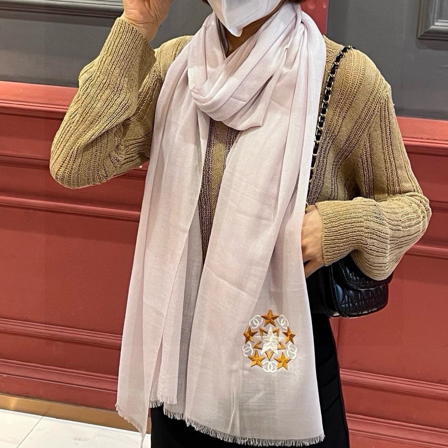 SCARF 200 CM IN OYSTER TAN CASHMERE 394615 mysite