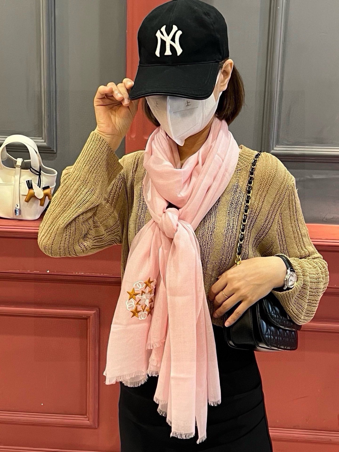 SCARF 200 CM IN BLUSH PINK CASHMERE 394617 mysite