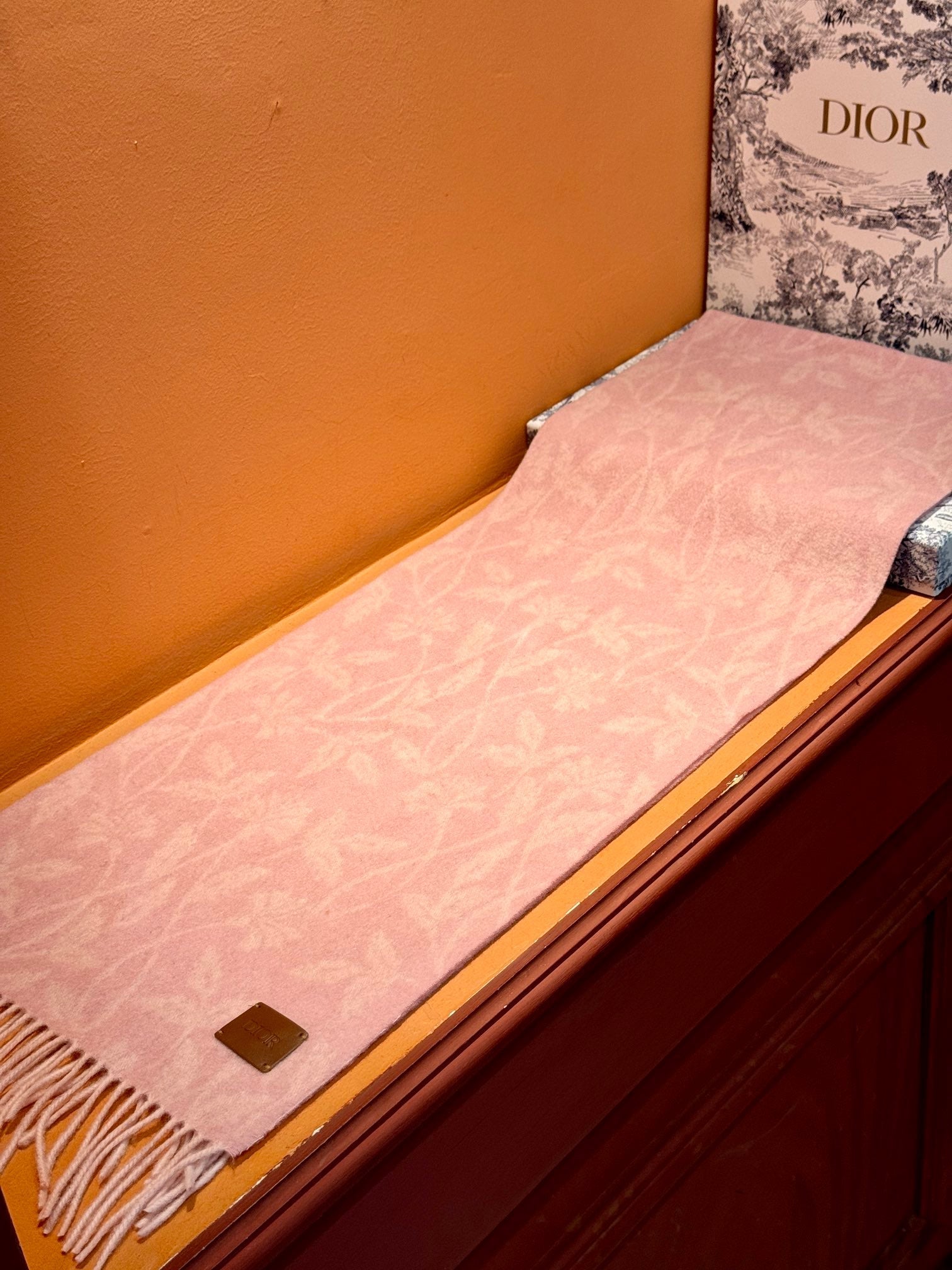 SCARF 180 CM IN BABY PINK MONOGRAM CASHMERE 394643 mysite