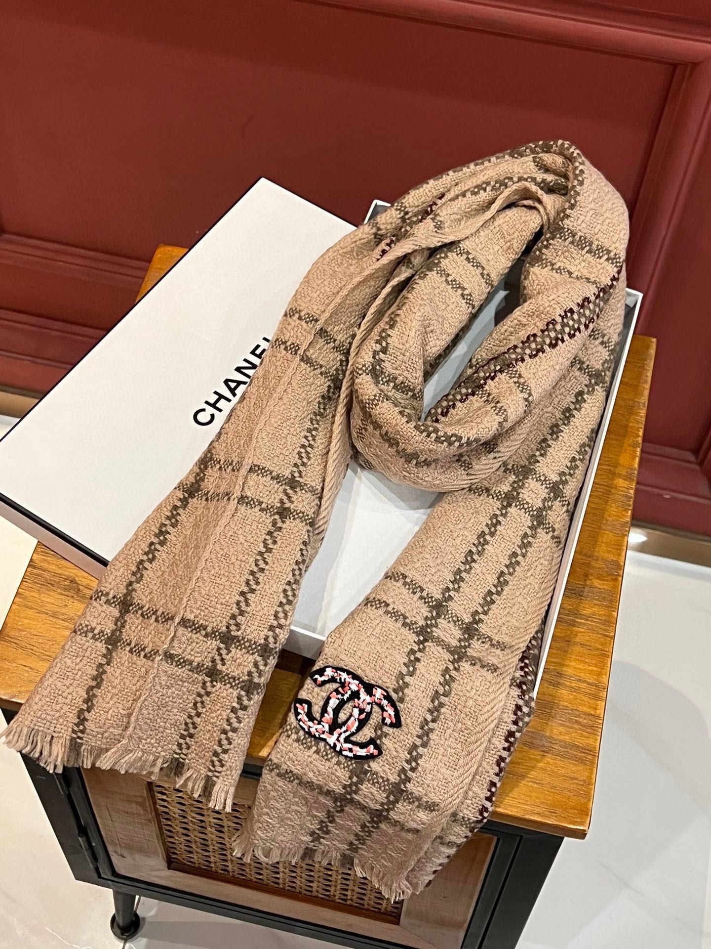 SCARF 190 CM IN CIDER BROWN CASHMERE 396471 mysite
