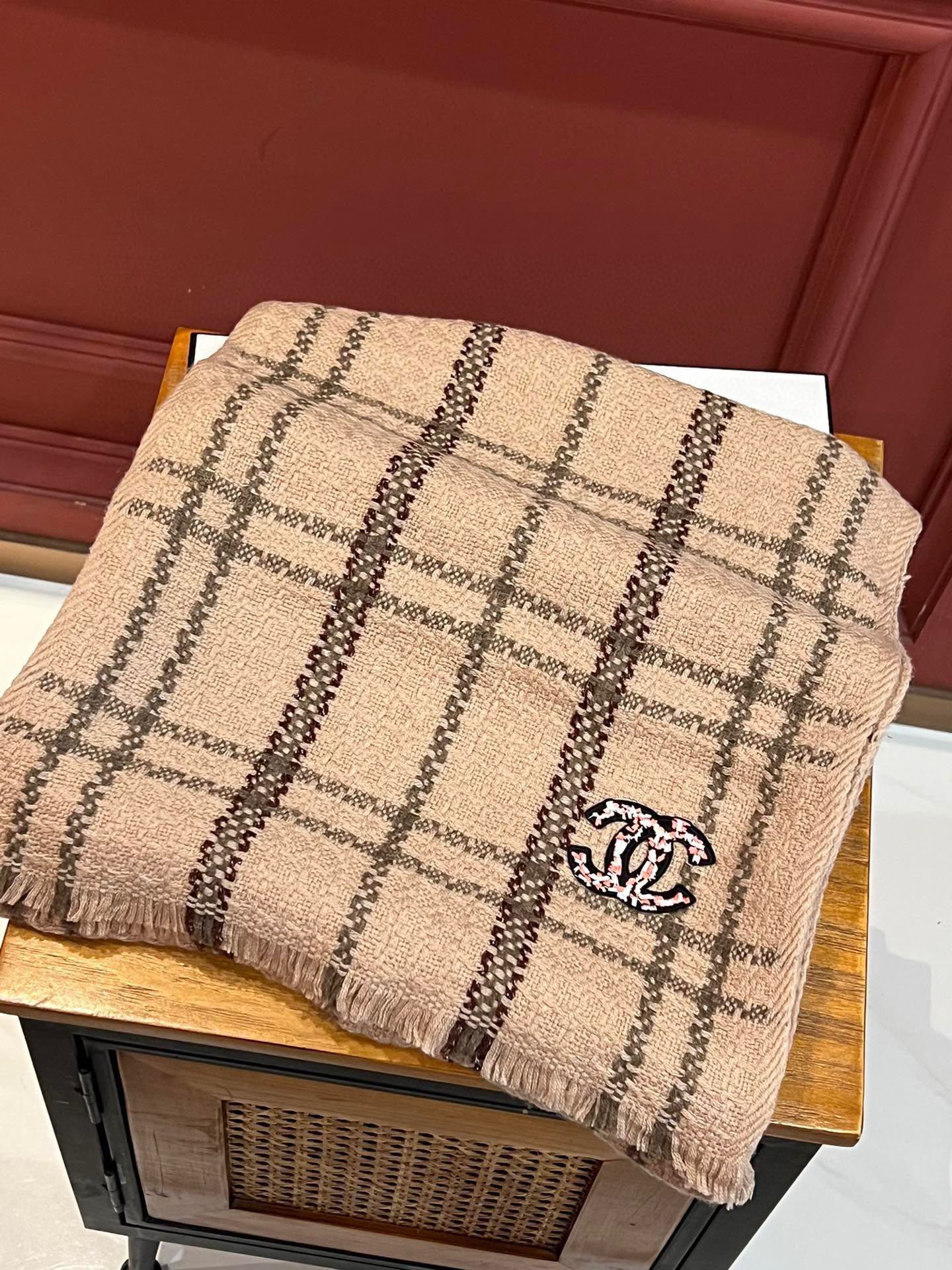 SCARF 190 CM IN CIDER BROWN CASHMERE 396471 mysite