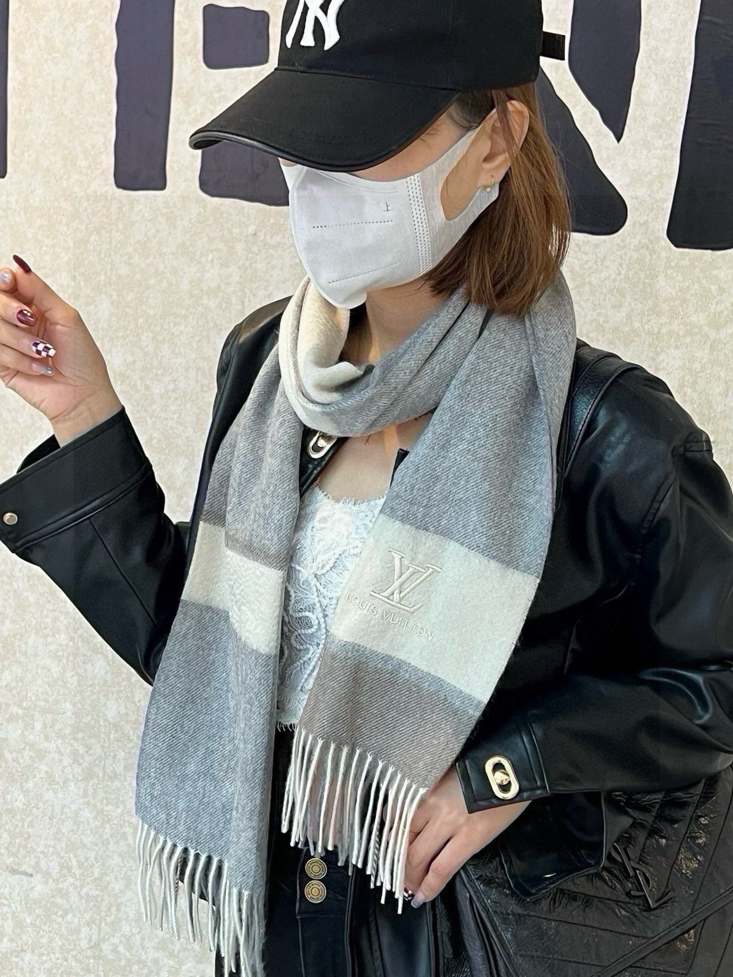 SCARF 180 CM IN DOVE GRAY MIX WHITE CASHMERE 399873 mysite