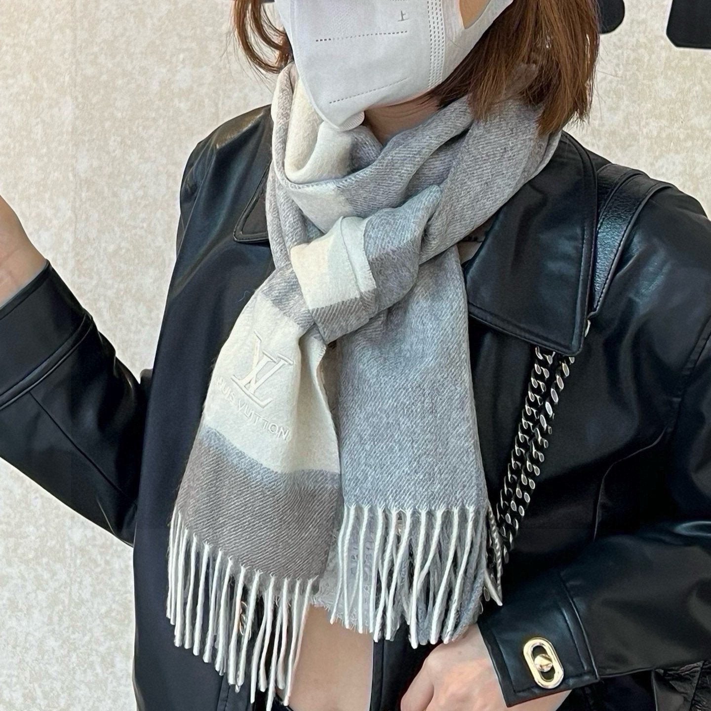 SCARF 180 CM IN DOVE GRAY MIX WHITE CASHMERE 399873 mysite