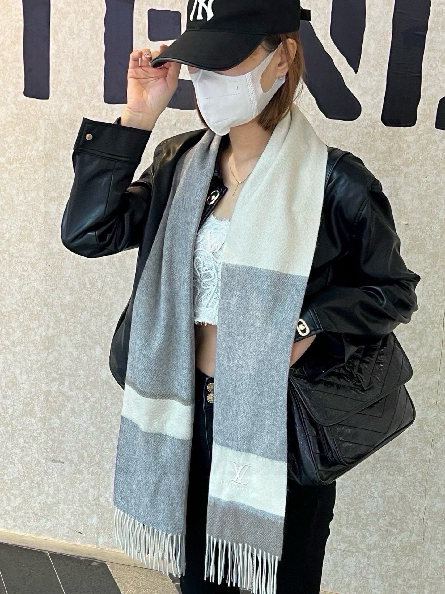 SCARF 180 CM IN DOVE GRAY MIX WHITE CASHMERE 399873 mysite