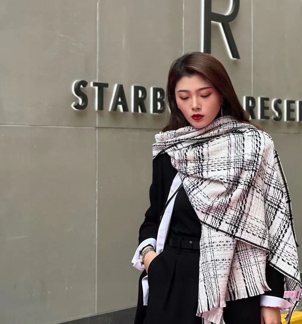 SCARF 200 CM IN WHITE CASHMERE 402146 mysite