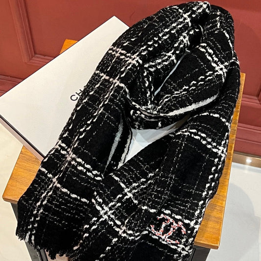 SCARF 200 CM IN BLACK CASHMERE 402147 mysite