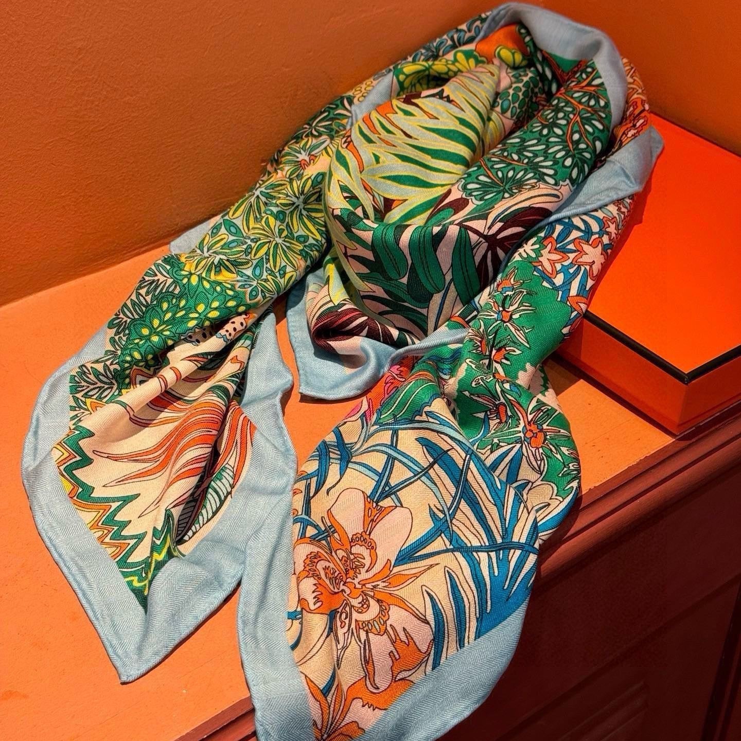 Mountain Zebra Scarf 185 CM Green Colorful Silk 402278 mysite