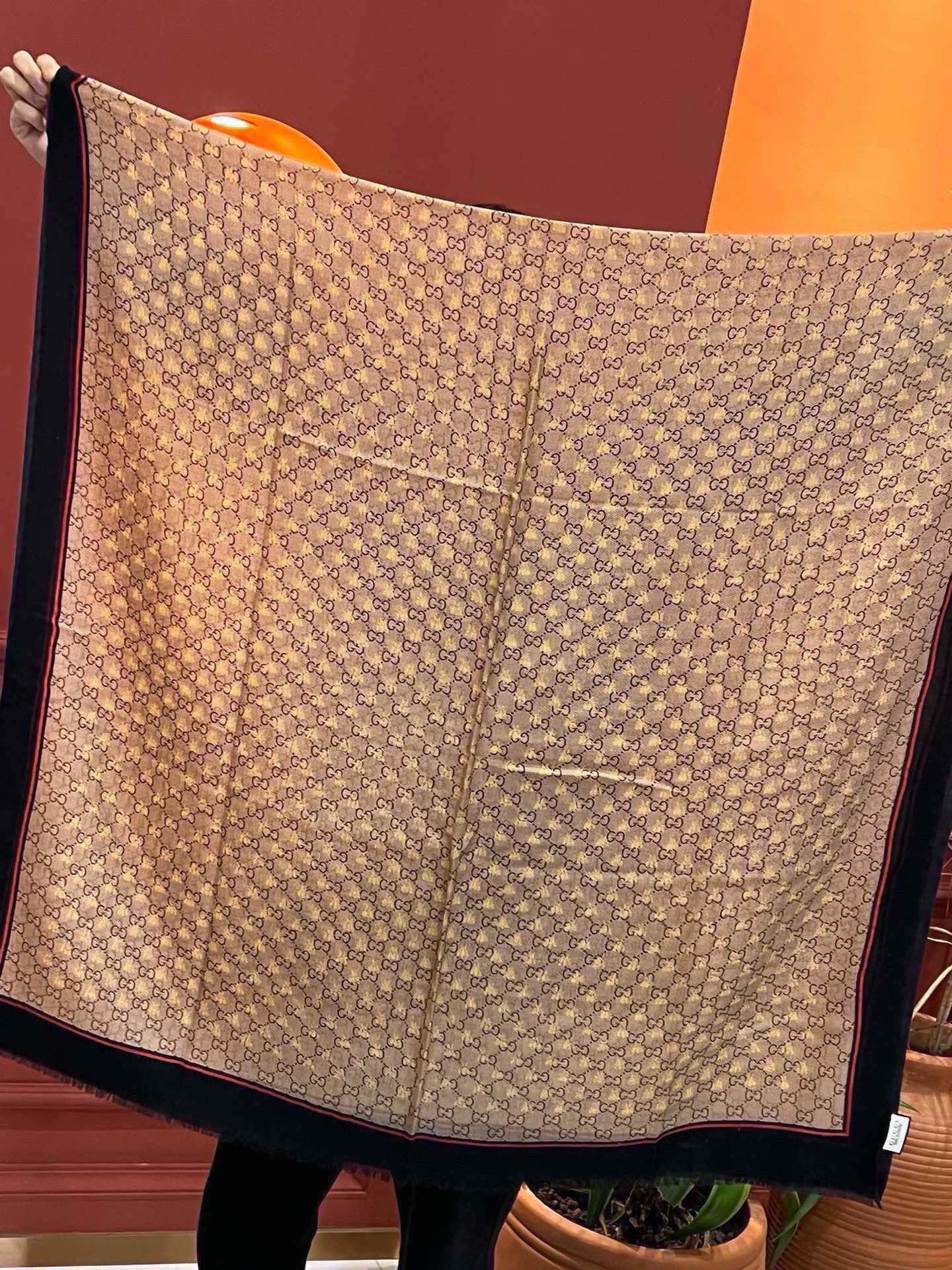 SCARF 200 CM IN KHAKI BROWN MIX BLACK CASHMERE 405264 mysite