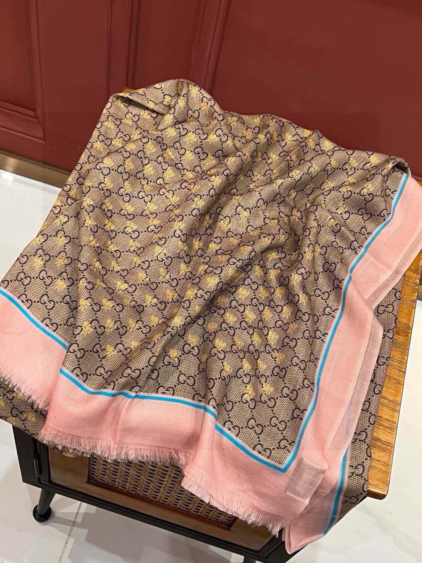 SCARF 200 CM IN KHAKI BROWN MIX LIGHT PINK CASHMERE 405265 mysite