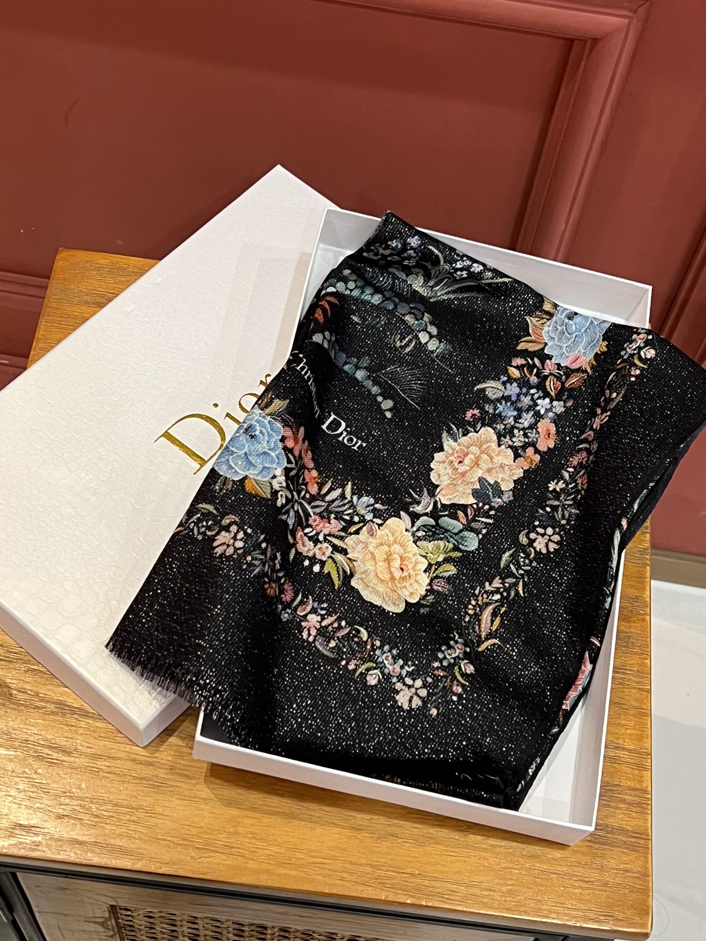 SCARF 200 CM IN BLACK MIX COLORFUL CASHMERE 413824 mysite