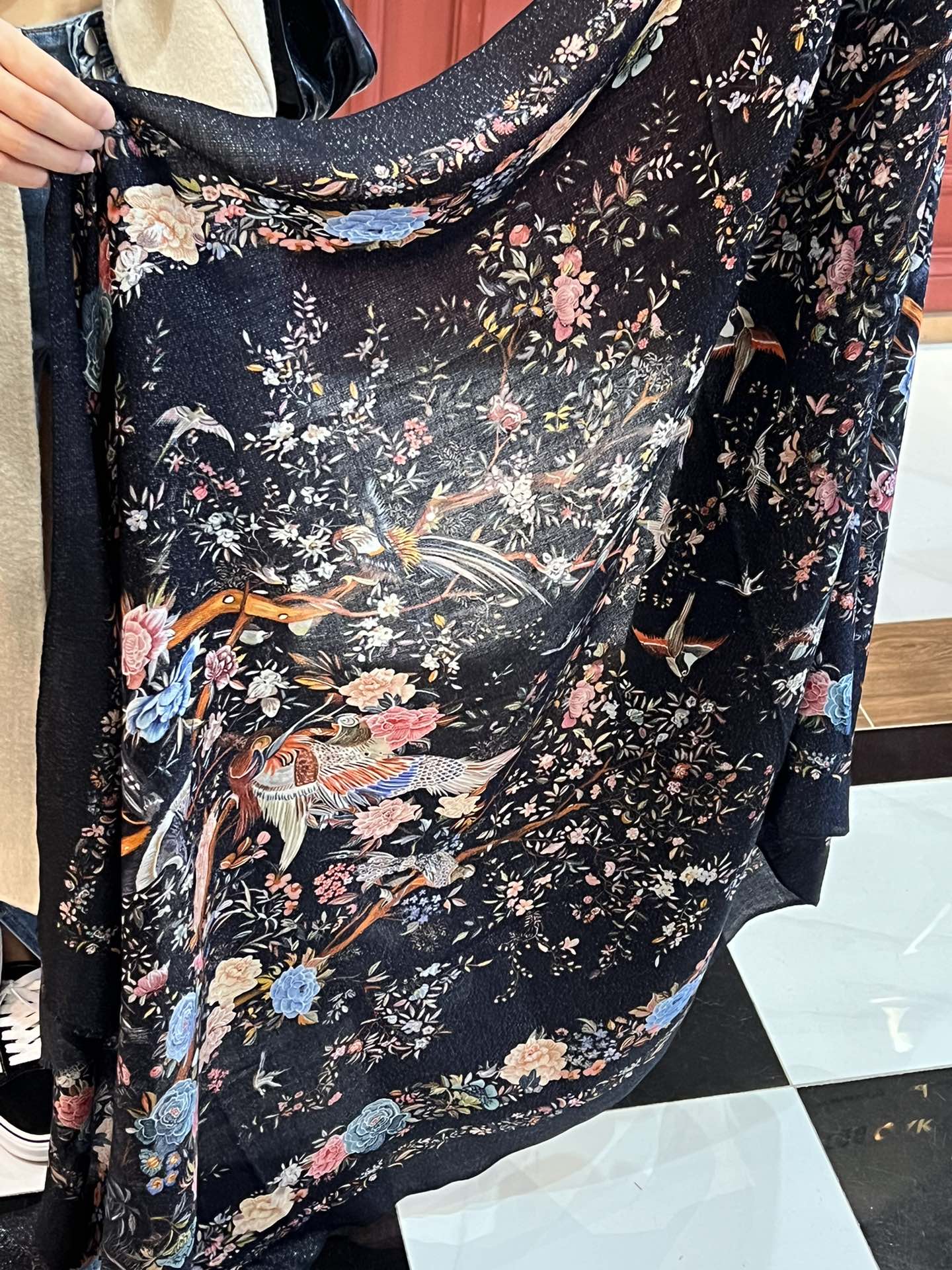 SCARF 200 CM IN BLACK MIX COLORFUL CASHMERE 413824 mysite