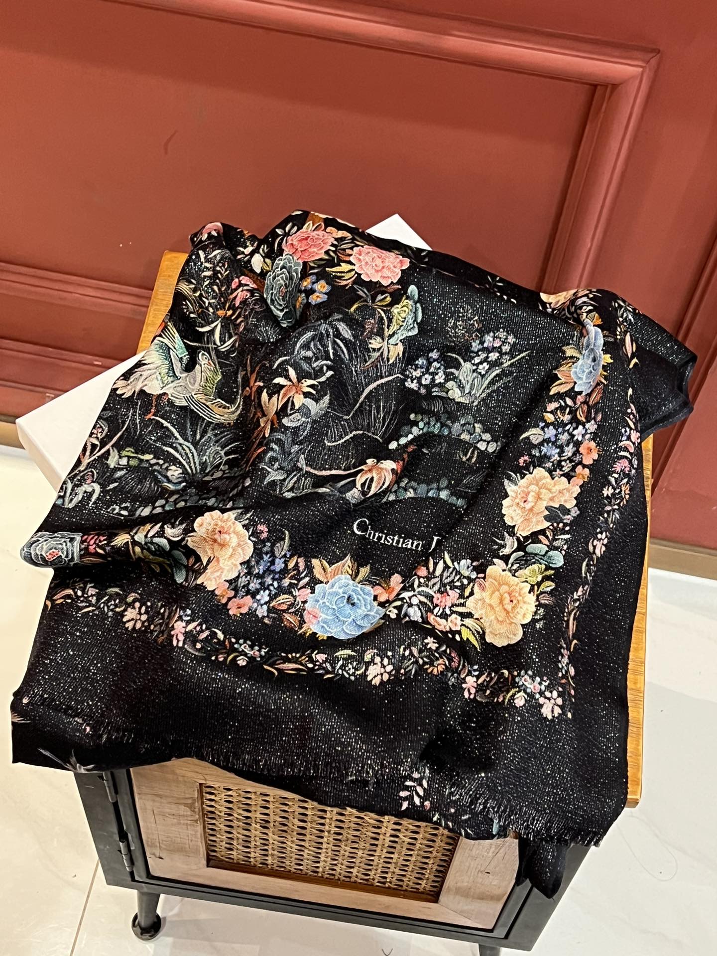 SCARF 200 CM IN BLACK MIX COLORFUL CASHMERE 413824 mysite