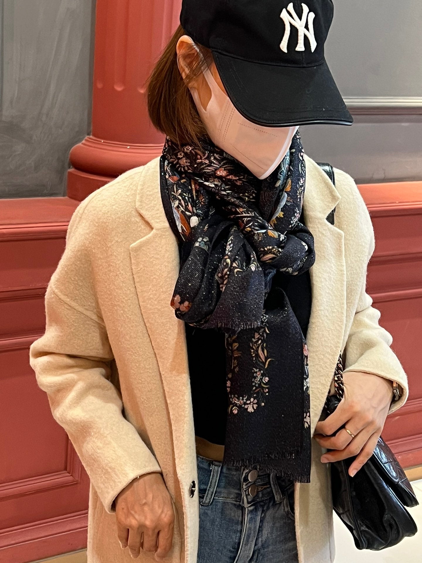 SCARF 200 CM IN BLACK MIX COLORFUL CASHMERE 413824 mysite