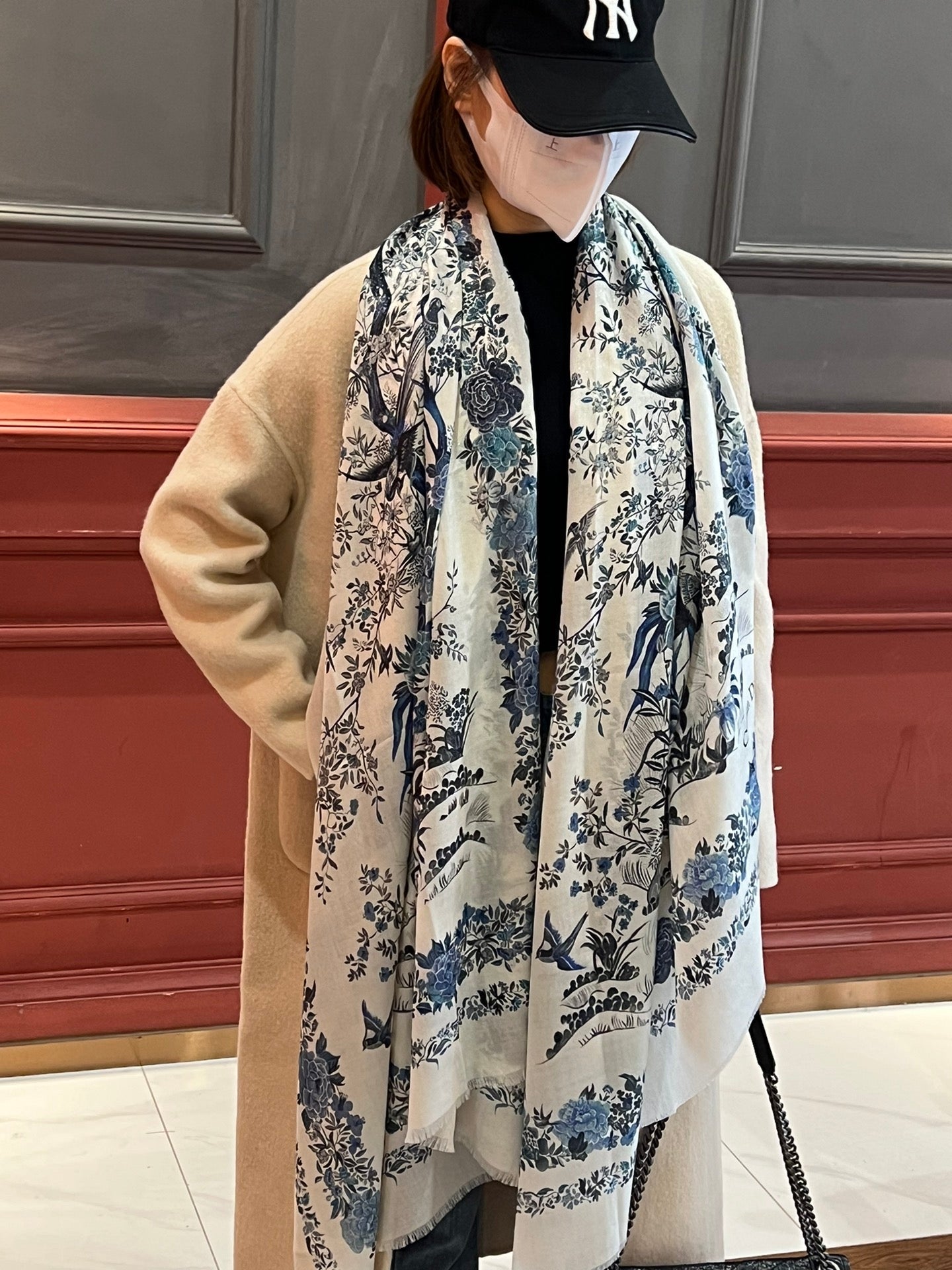 SCARF 200 CM IN WHITE MIX BLUE CASHMERE 413825 mysite