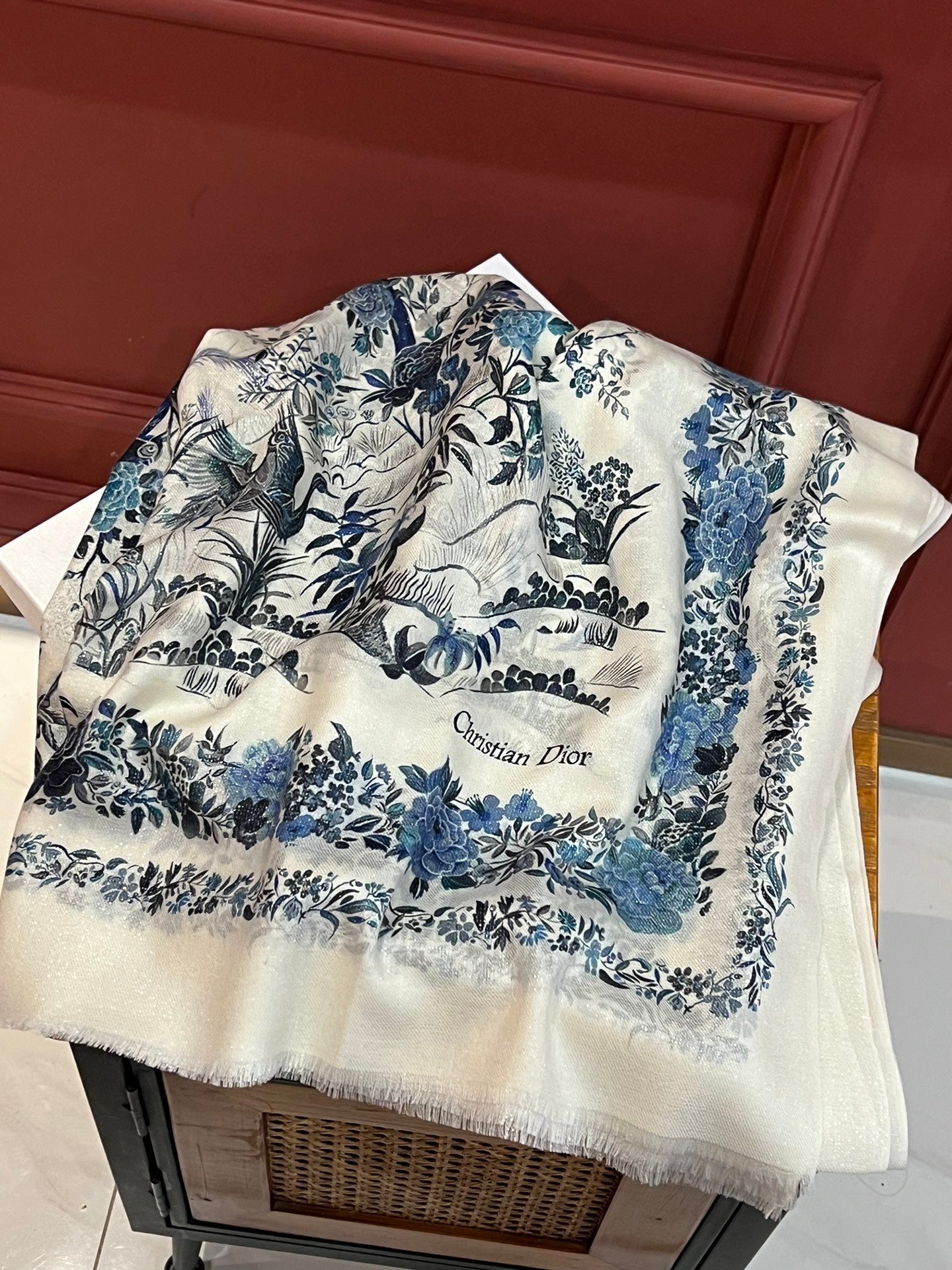 SCARF 200 CM IN WHITE MIX BLUE CASHMERE 413825 mysite