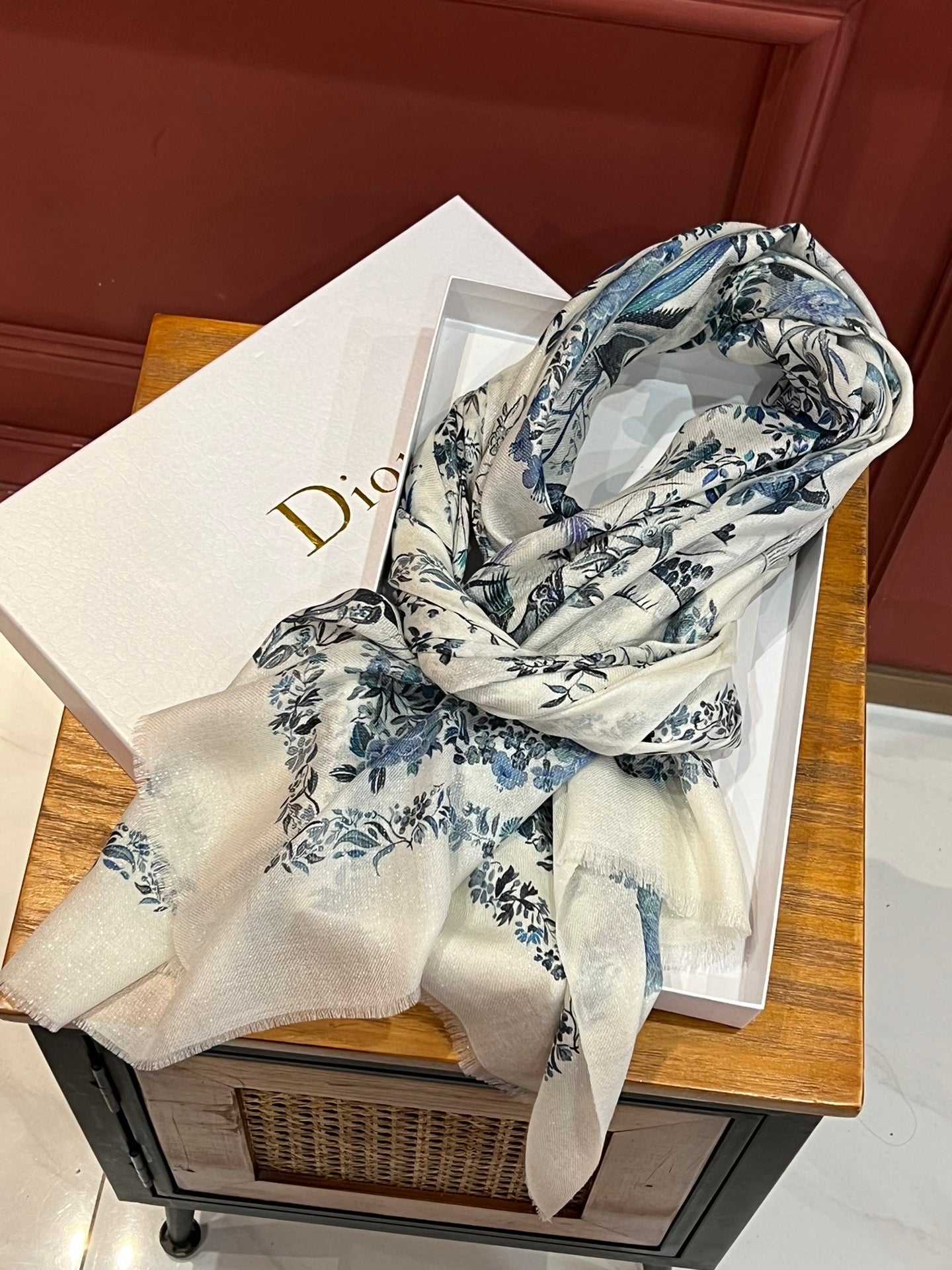 SCARF 200 CM IN WHITE MIX BLUE CASHMERE 413825 mysite