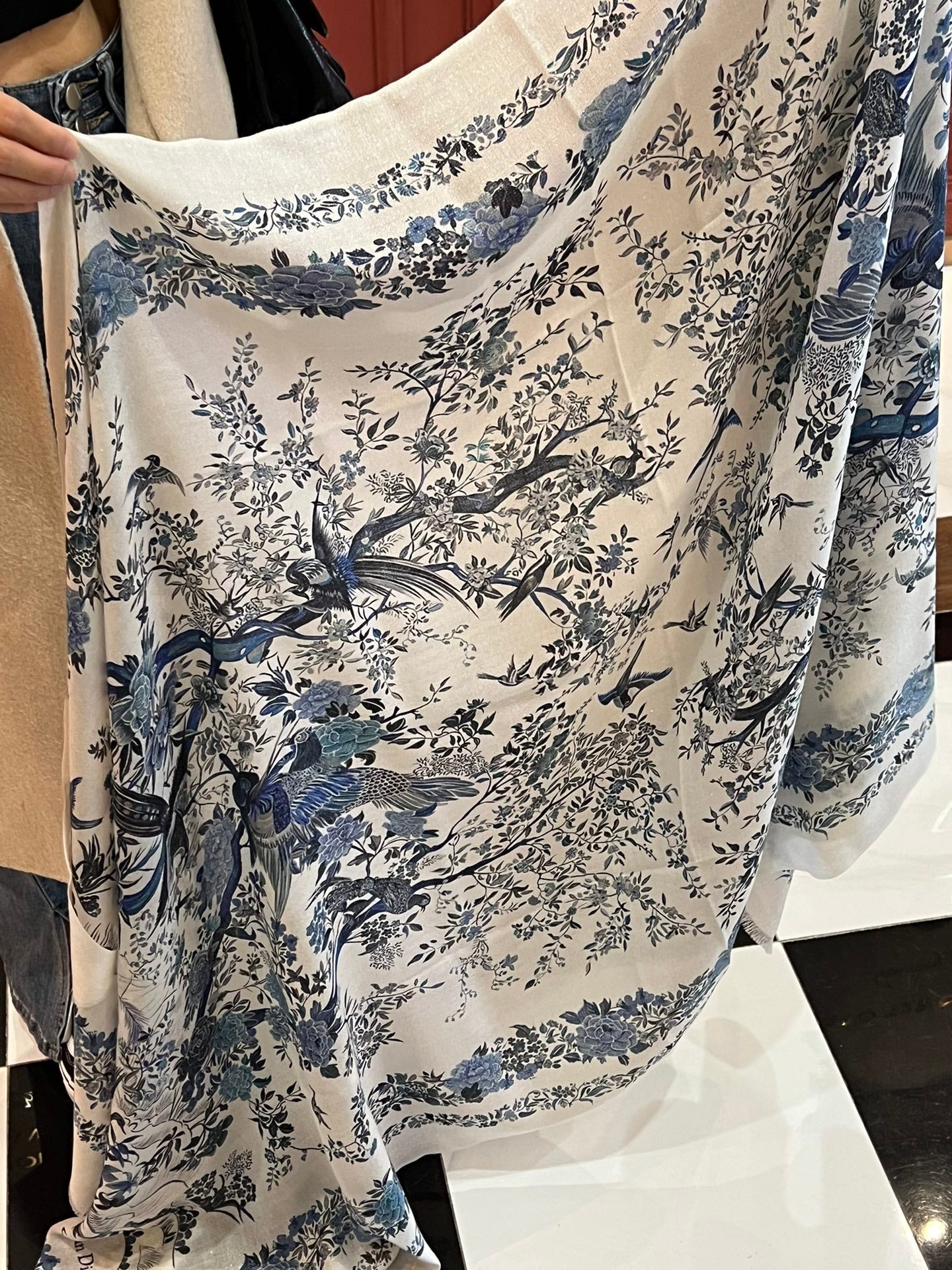 SCARF 200 CM IN WHITE MIX BLUE CASHMERE 413825 mysite