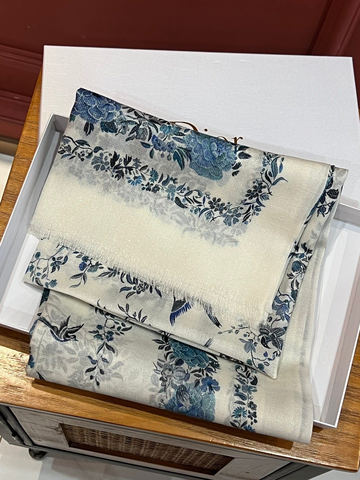 SCARF 200 CM IN WHITE MIX BLUE CASHMERE 413825 mysite