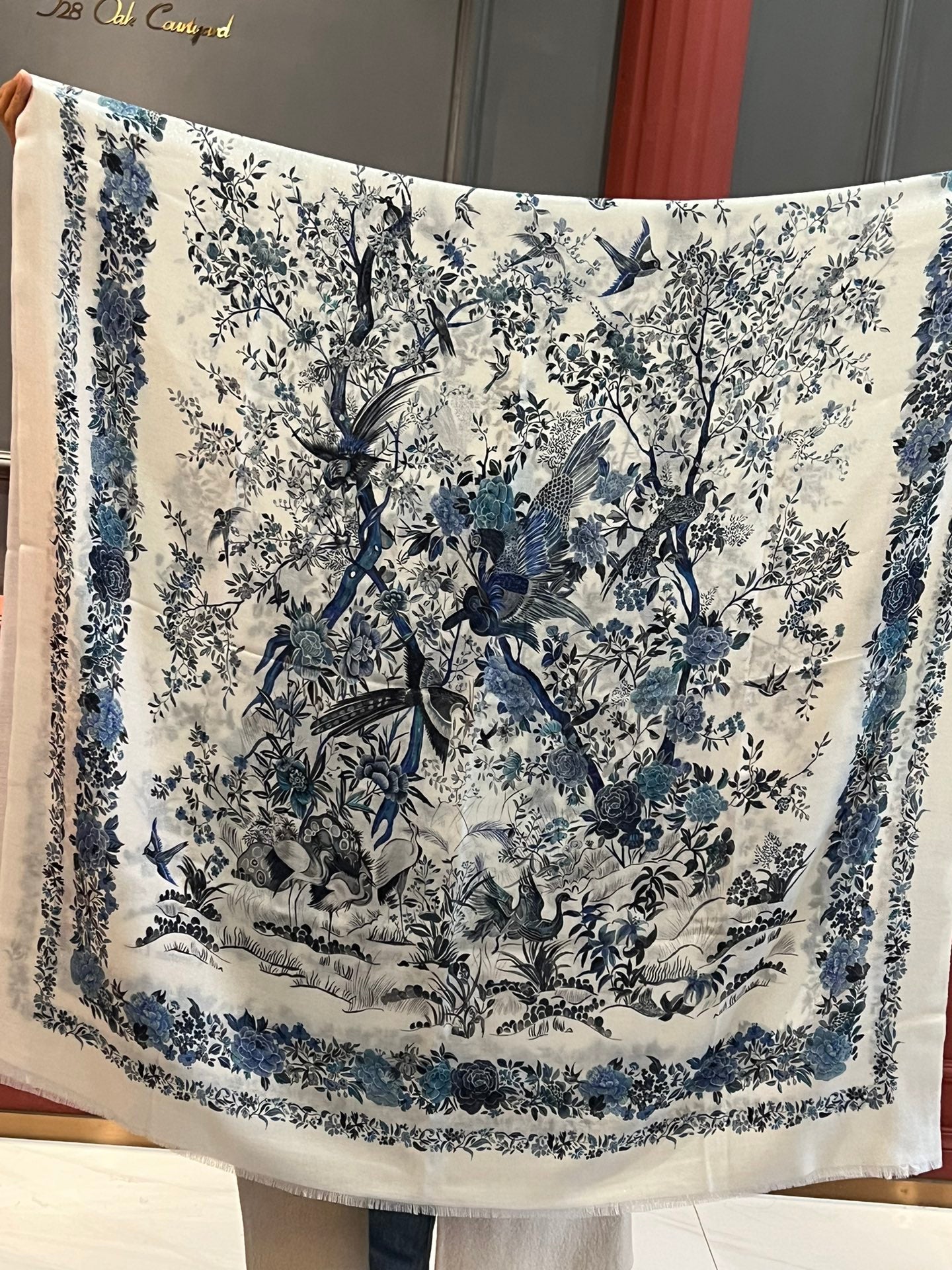 SCARF 200 CM IN WHITE MIX BLUE CASHMERE 413825 mysite