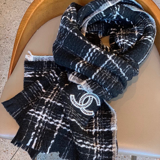 CC Scarf 200 CM In Black With White Stripes Cashmere 415342 mysite