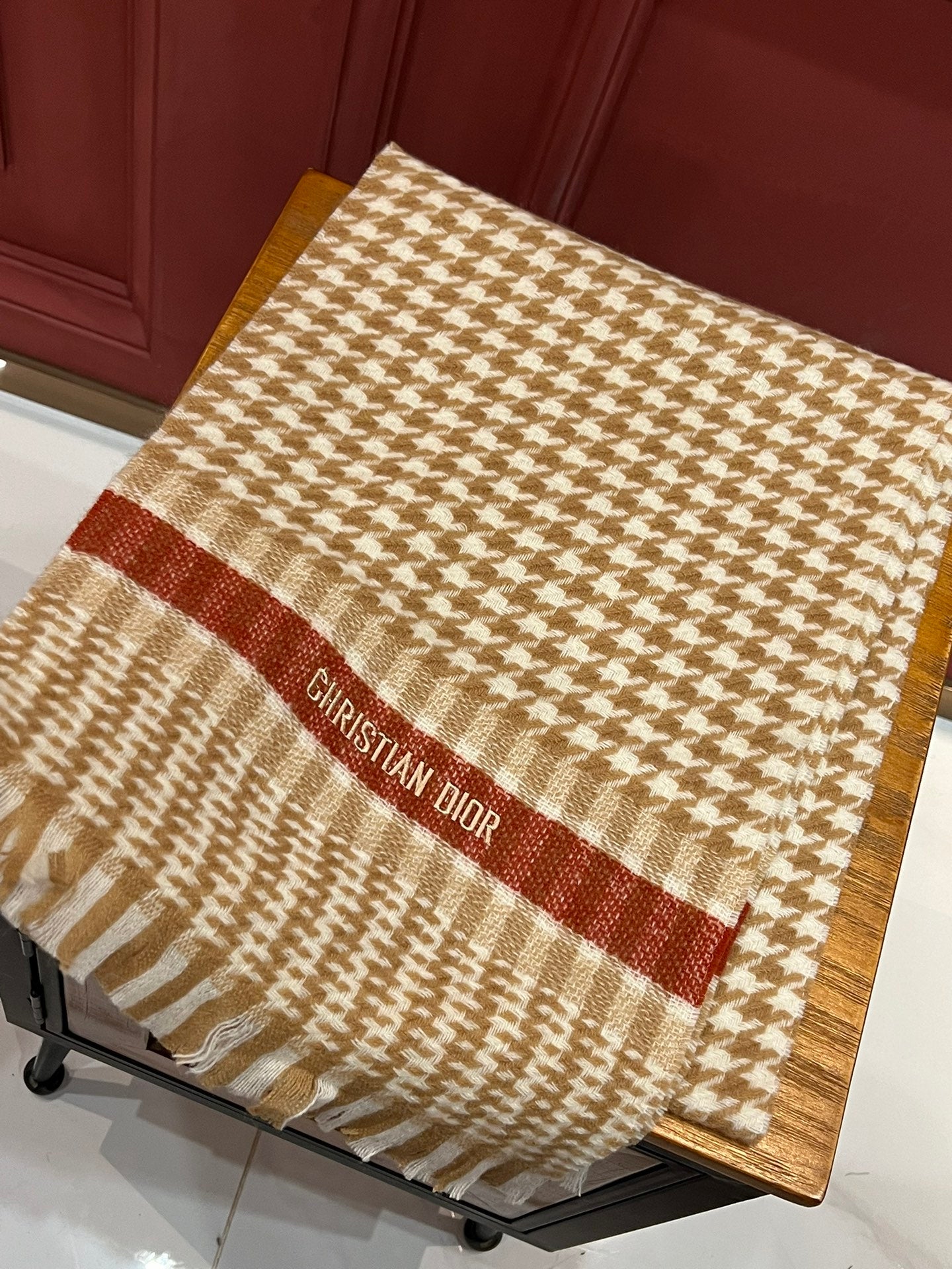 SCARF 190 CM IN PEANUT BROWN MIX WHITE CASHMERE 416802 mysite