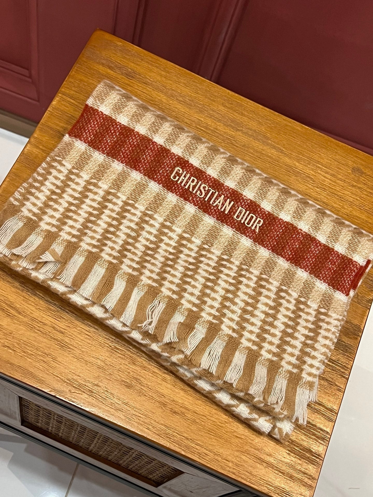 SCARF 190 CM IN PEANUT BROWN MIX WHITE CASHMERE 416802 mysite