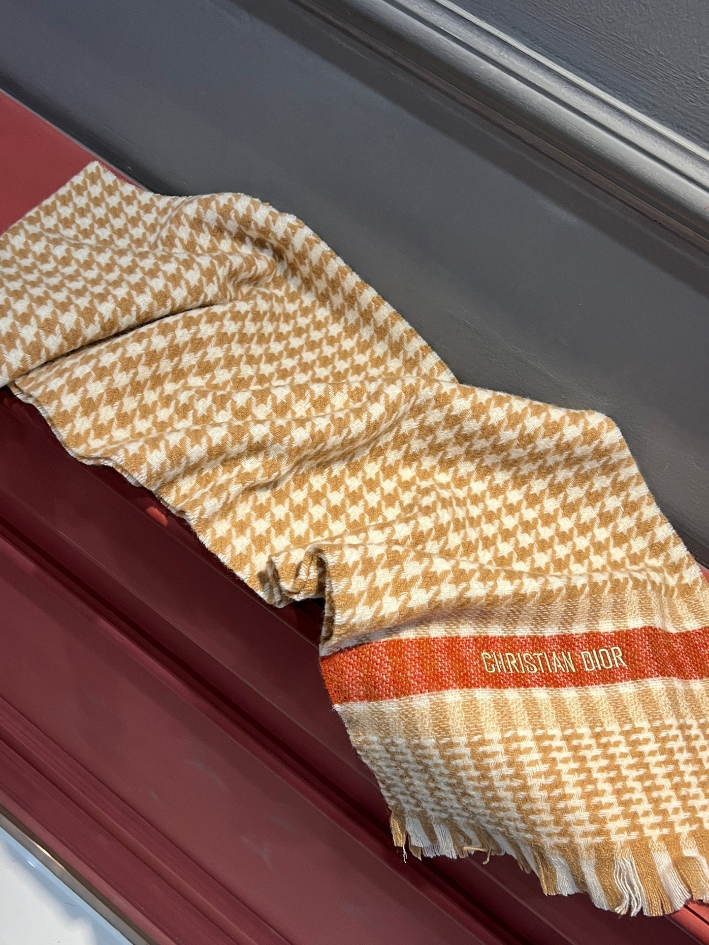 SCARF 190 CM IN PEANUT BROWN MIX WHITE CASHMERE 416802 mysite