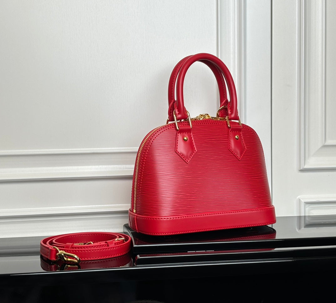 LV Alma BB Handbag Red Grained Cowhide mysite