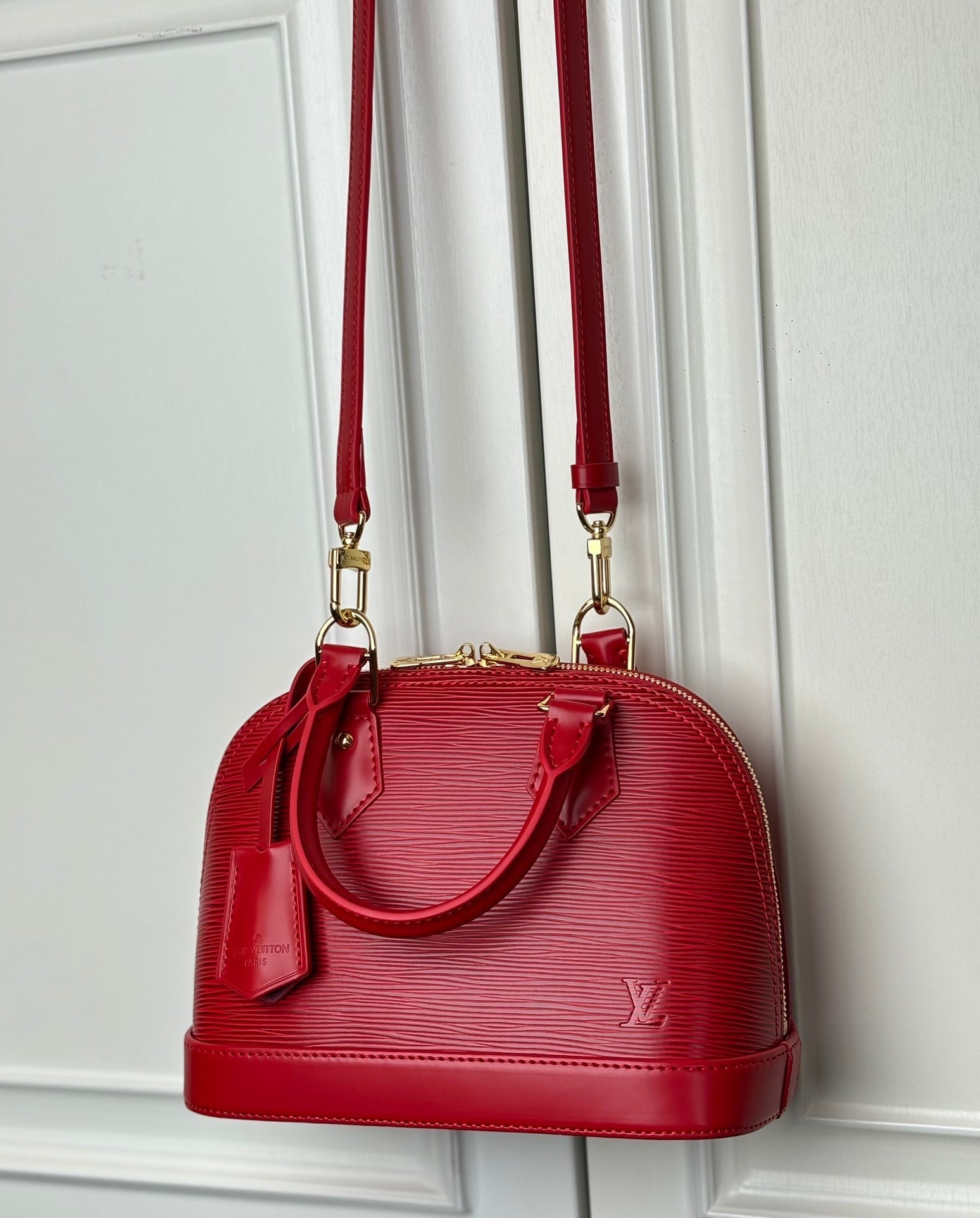 LV Alma BB Handbag Red Grained Cowhide mysite