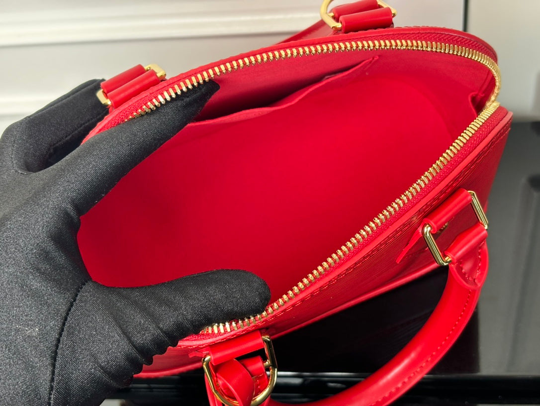 LV Alma BB Handbag Red Grained Cowhide mysite