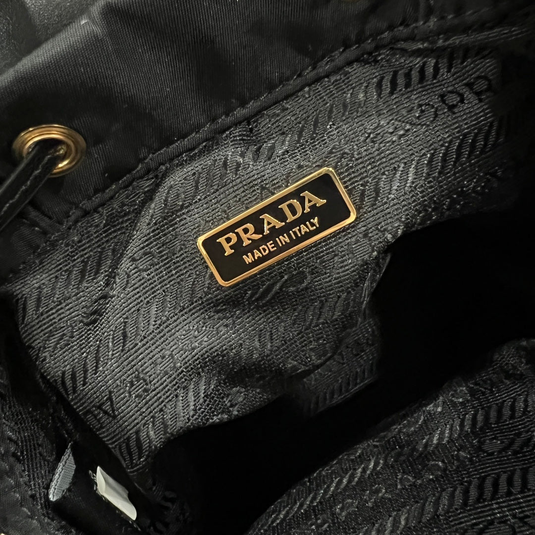 MINI BACKPACK 18 IN BLACK RE-NYLON AND GLOSSY CALFSKIN GOLD HARDWARE mysite