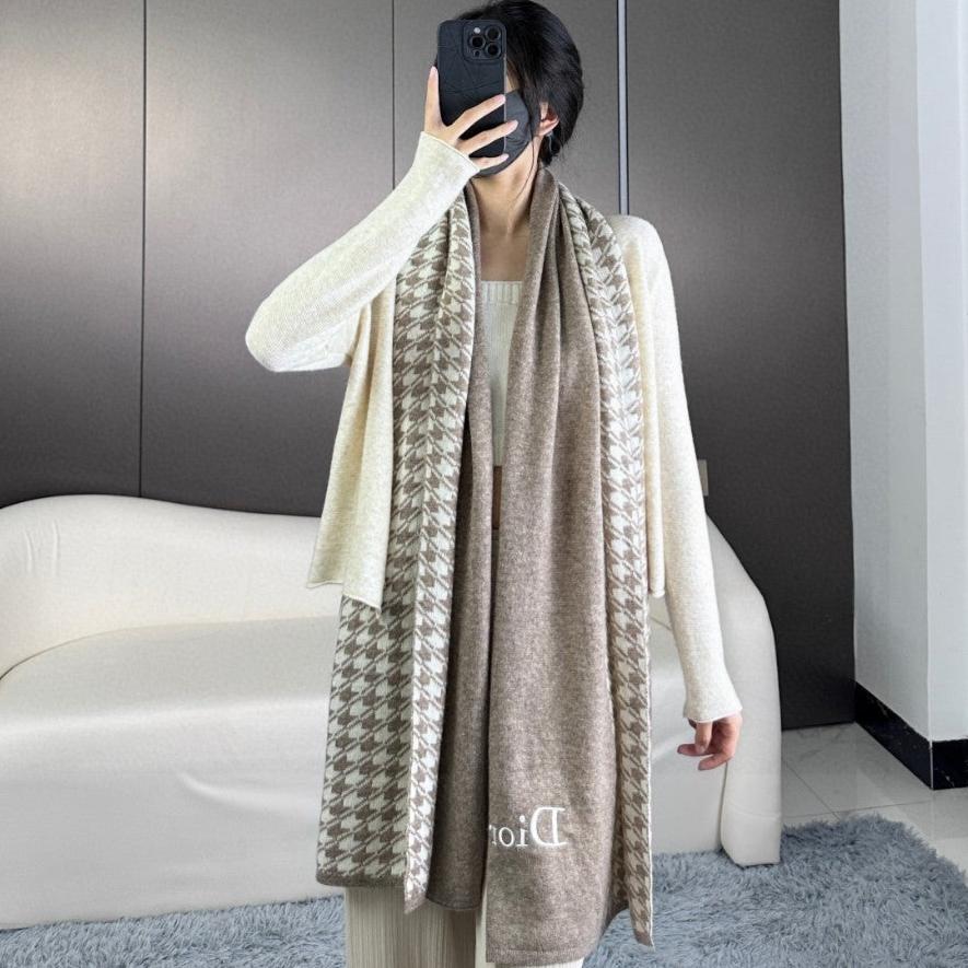 SCARF 190 CM IN KHAKI BEIGE MIX WHITE CARO CASHMERE 388125 mysite