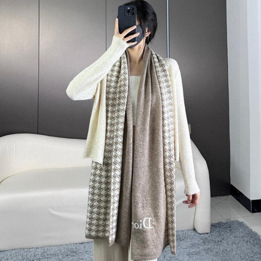 SCARF 190 CM IN KHAKI BEIGE MIX WHITE CARO CASHMERE 388125 mysite