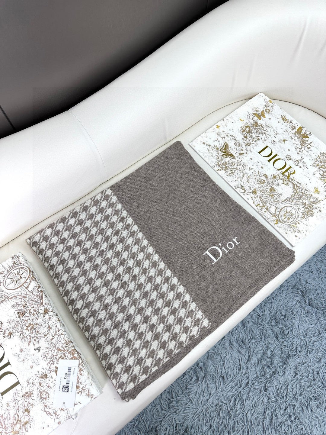 SCARF 190 CM IN KHAKI BEIGE MIX WHITE CARO CASHMERE 388125 mysite