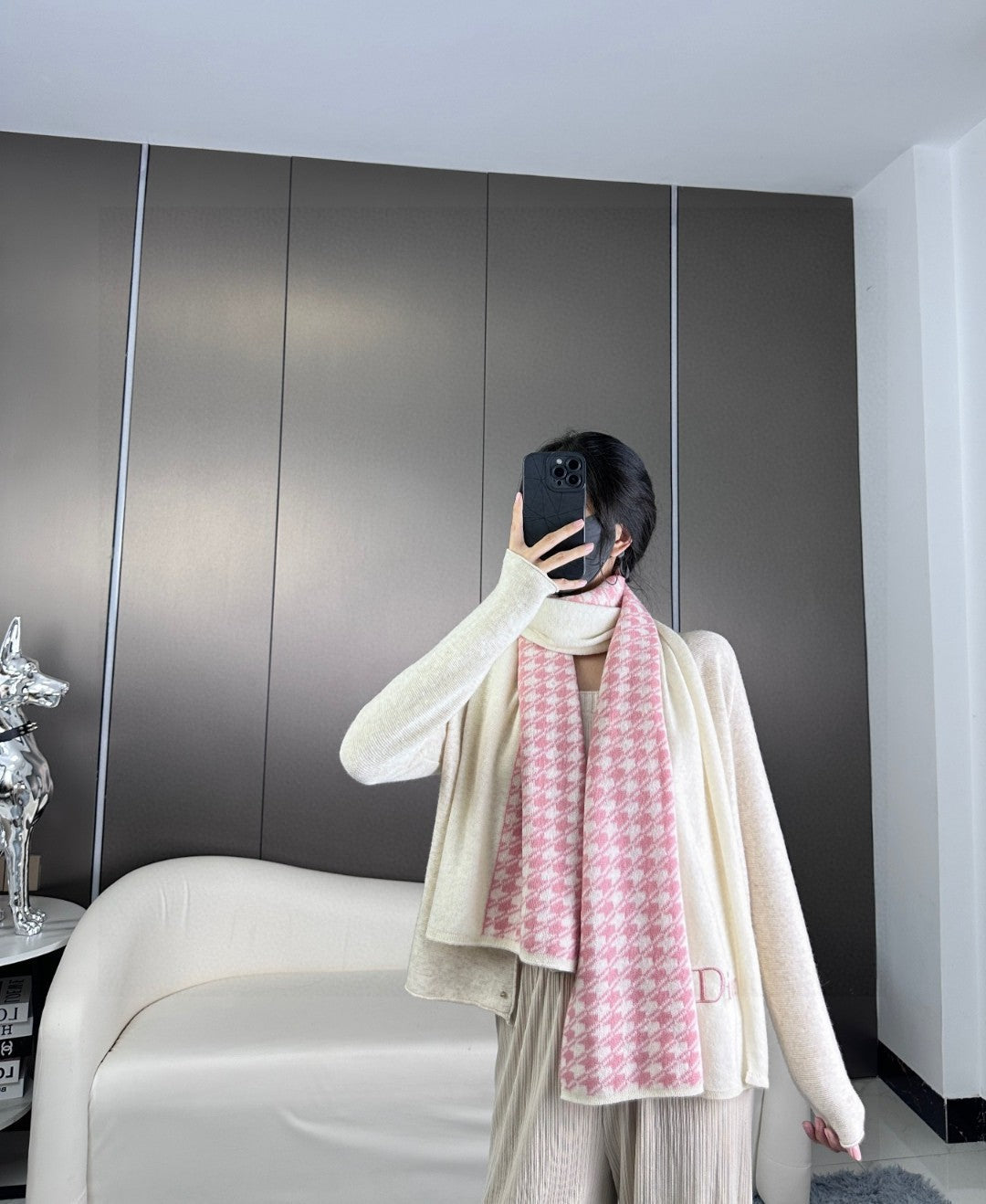 SCARF 190 CM IN BABY PINK MIX BEIGE CARO CASHMERE 388126 mysite