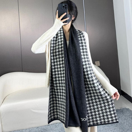 SCARF 190 CM IN BLACK MIX WHITE CARO CASHMERE 388127 mysite