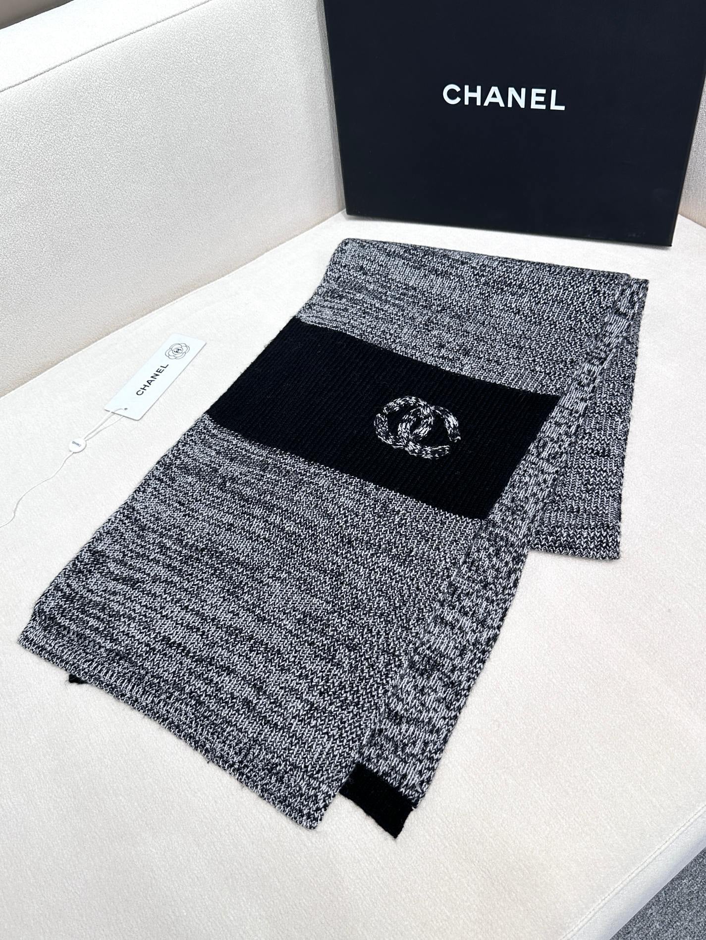 SCARF 180 CM IN SHARK GRAY MIX BLACK CASHMERE 389977 mysite