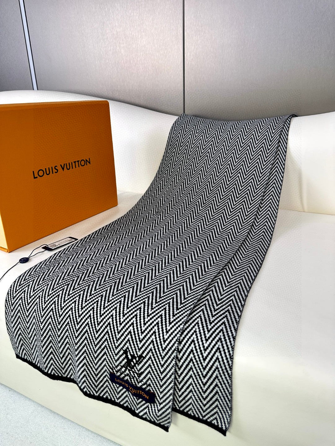 SCARF 180 CM IN BLACK MIX WHITE CASHMERE 393155 mysite